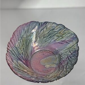 Vintage Rueven Art Glass Nouveau Swirl Ruffled Bowl
